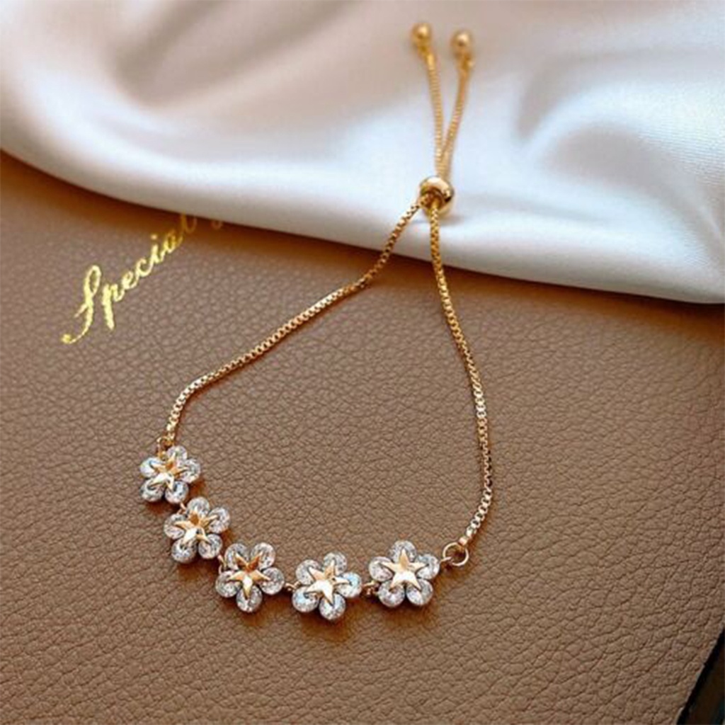 Suyou Gelang Tangan Wanita Desain Bunga Hias Kristal Zircon Adjustable