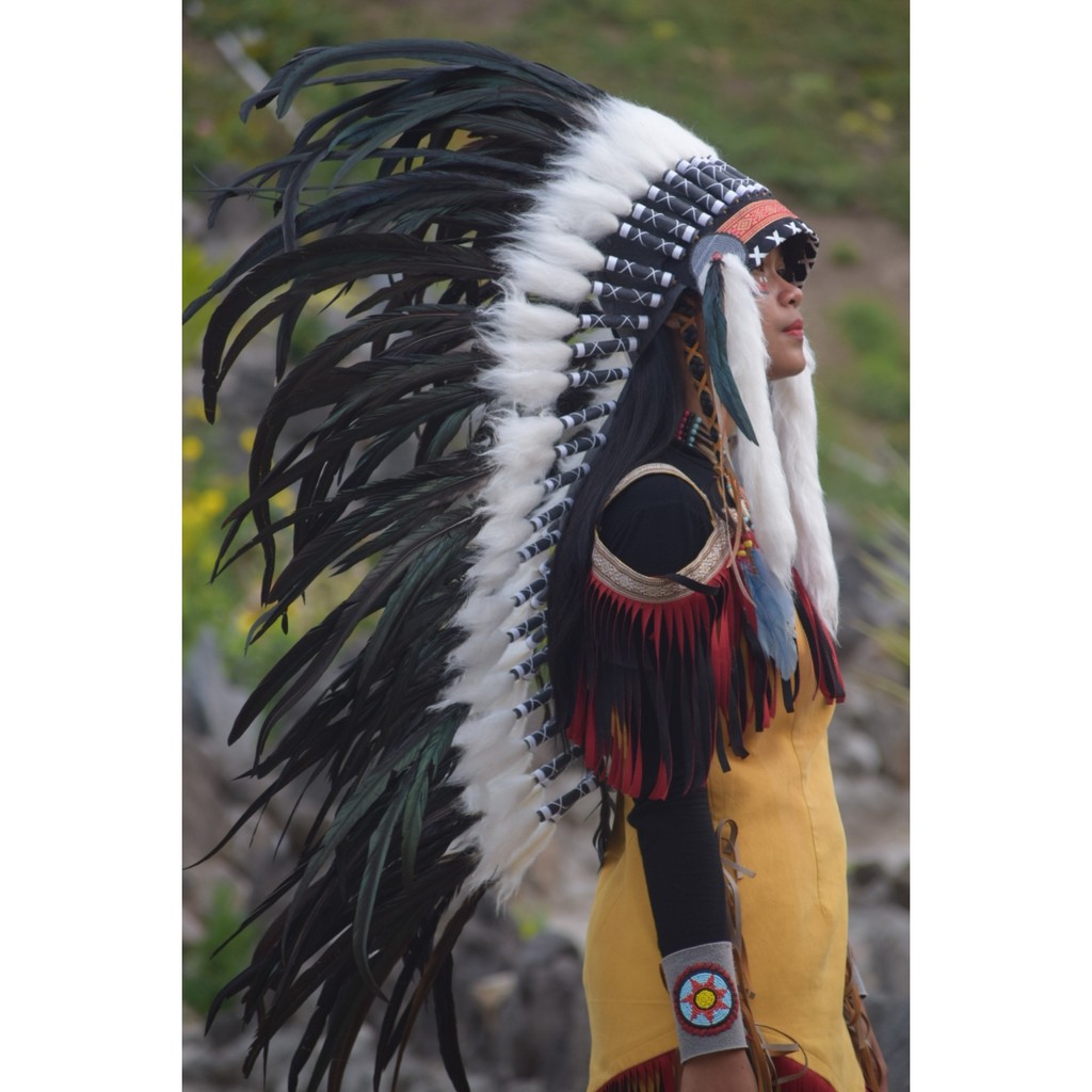 TOPI INDIAN - INDIAN HEADDRESS MEDIUM AYAM BILABONG HITAM