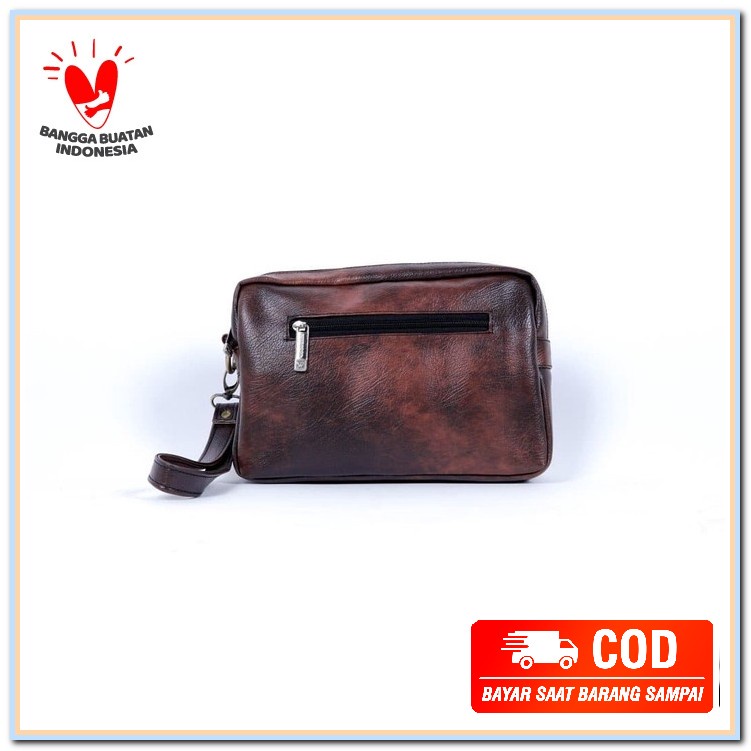 Handbag Pria / Wanita Import Branded Lv Hb82048-2 Black In857 Clu PI454 Woodbags Leather Clutch Cob