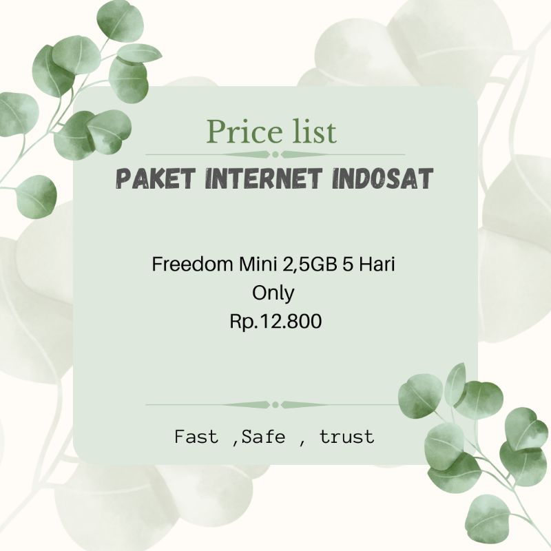 PAKET INTERNET NASIONAL INDOSAT FREEDOM MINI 2,5GB 5 HARI TANPA UNREG