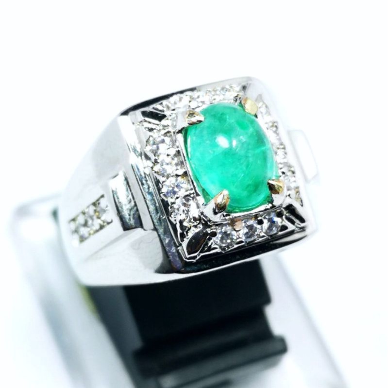 CINCIN BATU ZAMBRUD COLOMBIA NATURAL ASLI