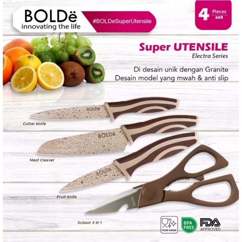 Bolde pisau dapur super utensil electra 3+1 gunting dapur