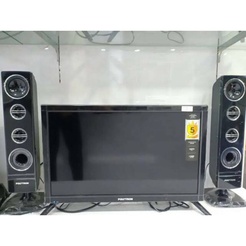 LED POLYTRON DIGITAL 24 INCHI TV LED DIGITAL 24 inch USB Movie HDMI DVB-T2 PLD24TV1855 + SPEAKER TOWER DIGITAL TERBARU