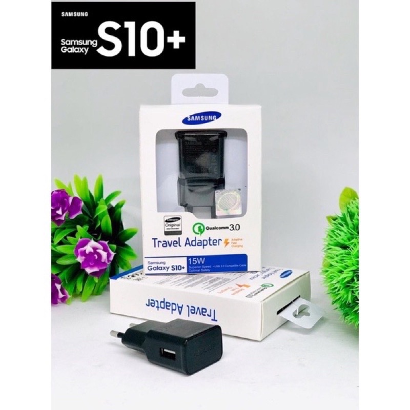 PROMO BATOK CHARGER SAMSUNG S10+ KOTAK PUTIH FAST CHARGING