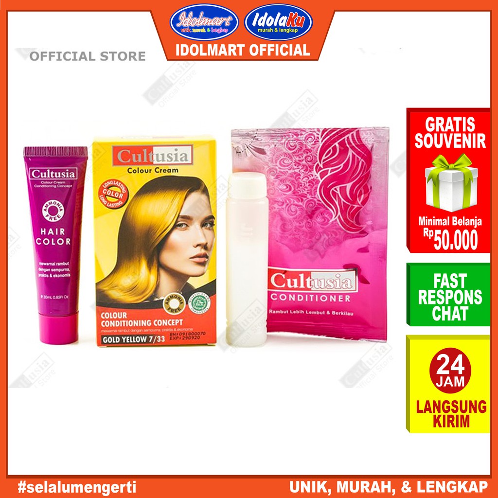 IDOLAKU Pewarna rambut Cultusia Hair Color Gold Yellow 7/33 30 ML