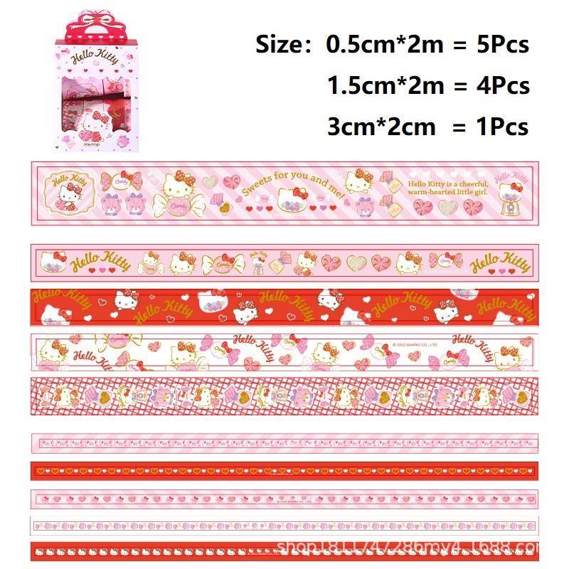 10pcs / Set Selotip Washi Motif Kartun Sanrio mymelody Kuromi Cinnamoroll Untuk Scrapbook