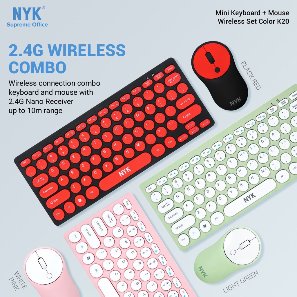 Keyboard Wireless Mouse Optical K20 NYK