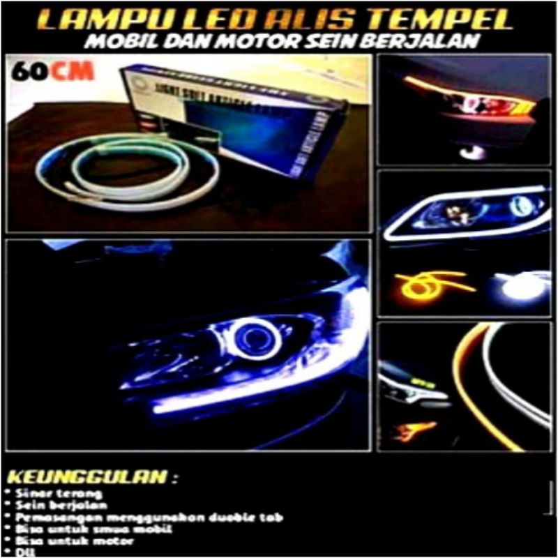 Lampu LED Alis Running 2 Mode  #Mobil #Motor #60 Cm #1 Pasang