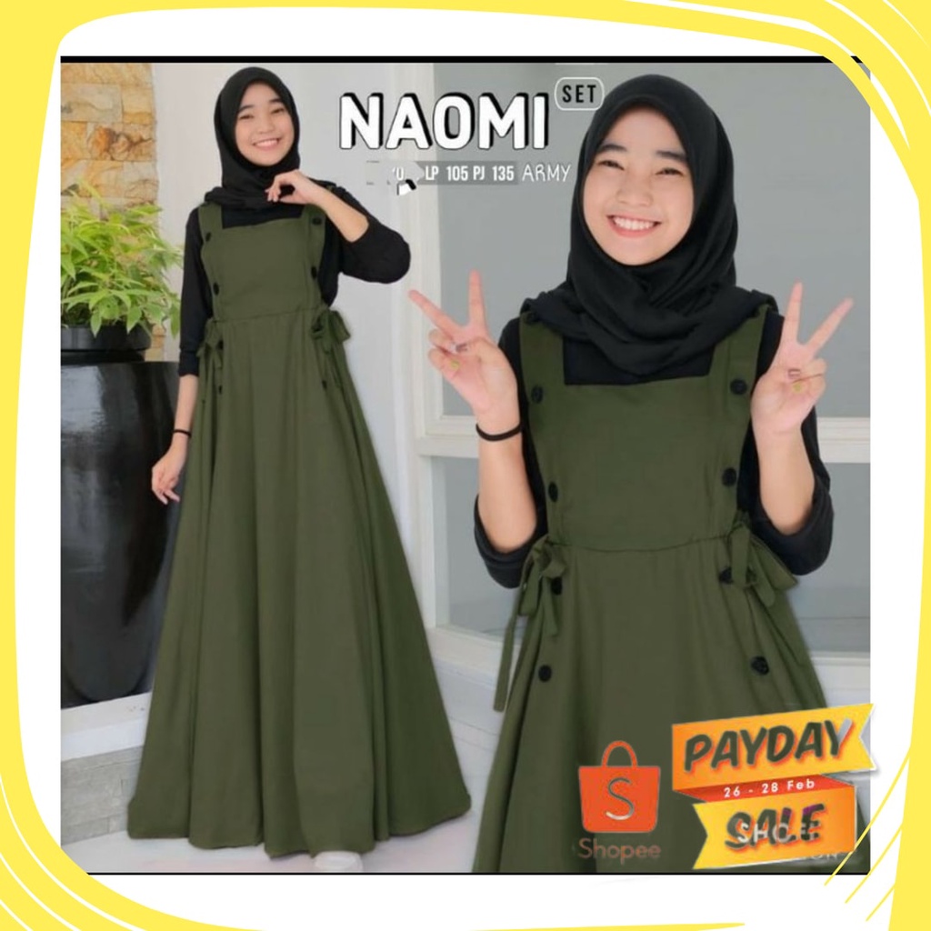 Brown Blue Black white Orange SIlver Gold LAvender Tosca hijau lumut Stabilo /  NAOMI OVERALL SET IN