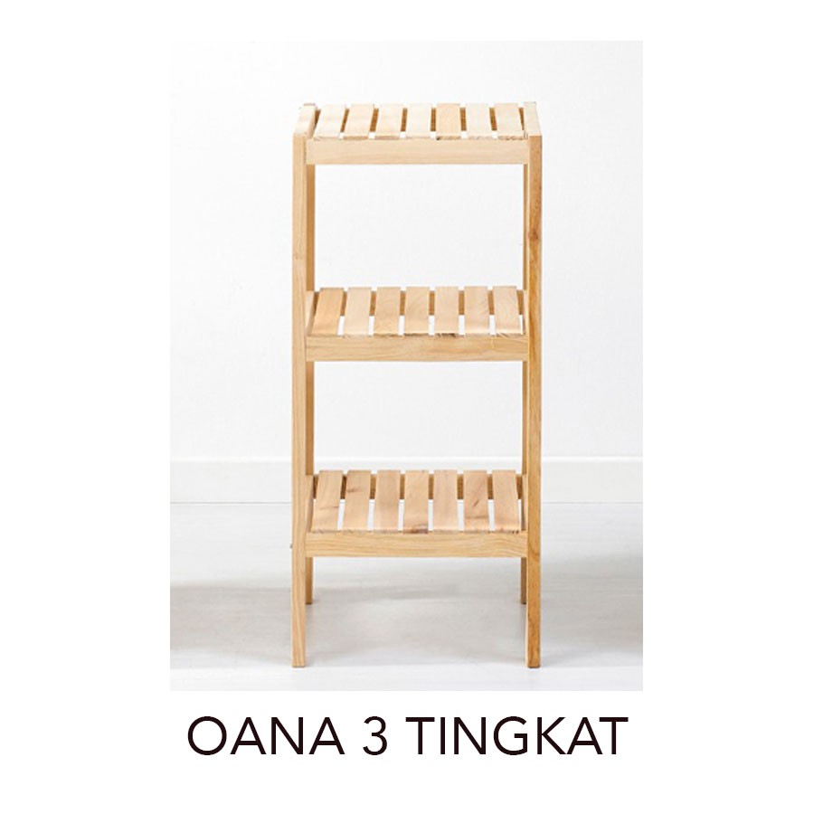 Oana wooden shelf 3 tingkat rak  kayu rak  serbaguna 