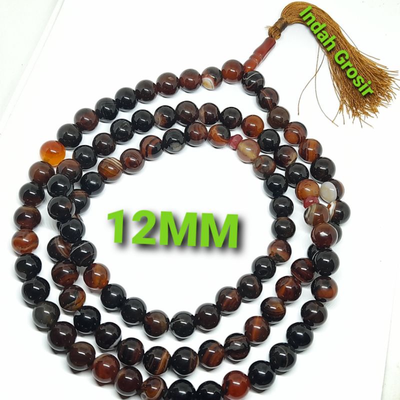 Tasbih Jumbo 12mm Batu Aki Sulaiman Madu 99butir Jaminan Asli 100%