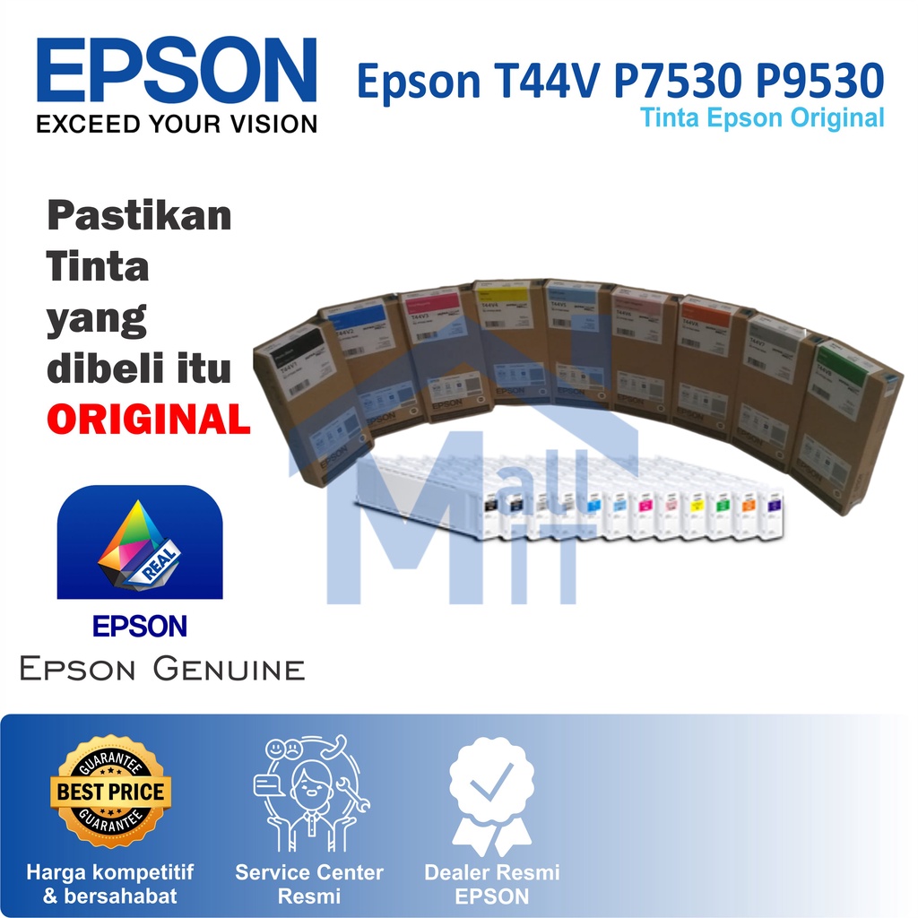 ( Bisa cod ) Tinta Epson T44V T44 V T 44 V 350ML SC-P7530 P7530 RESMI ORIGINAL