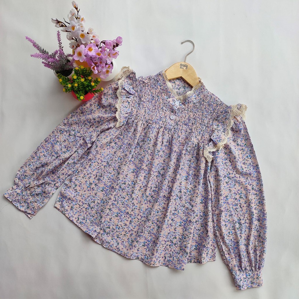 ARSY STORES | Blouse Wanita Korea Jumbo Balon Hitam Putih Korea - Nadian Blouse Korean Style-PURPLE3