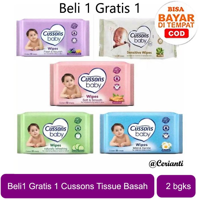 [BUY 1 GET 1]  Tisu Basah Cussons Baby Wipes 50s | Promo Tissue Tisu Basah Cusson Baby Wipes