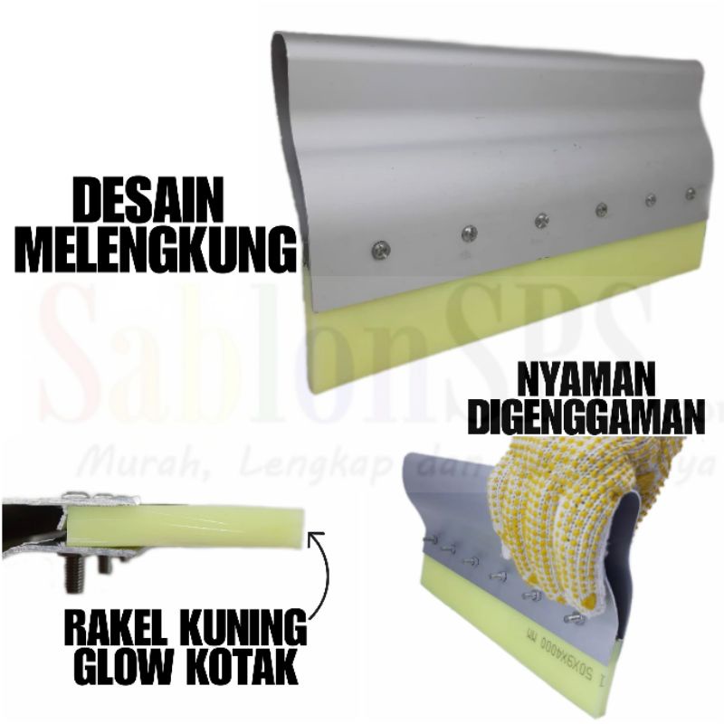 GAGANG RAKEL ALUMUNIUM MODEL S ERGONOMIS 10CM SET RAKEL KUNING GLOW