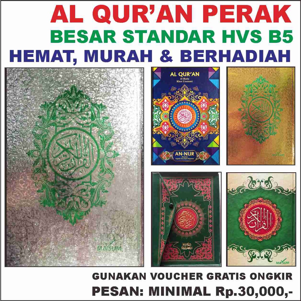 ALQURAN PERAK STANDAR HVS MAKSUM B5 HEMAT Murah & Berhadiah AL QUR'AN STANDAR EMAS B5, AL QURAN USMA