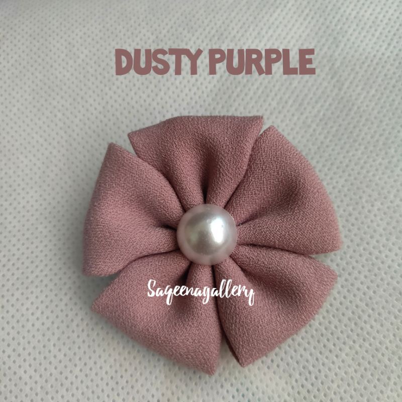 BROS BUNGA MUTIARA BROSS JILBAB MURAH MEWAH BROOCH HIJAB KAIN / SOUVENIR MURAH-Dusty purple