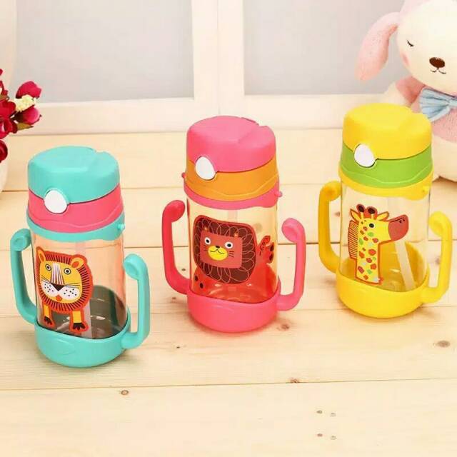 Training Cup Baby Sedotan Botol Minum Anak Gelas Minum Tempat Minum dengan Handle Tali Panjang