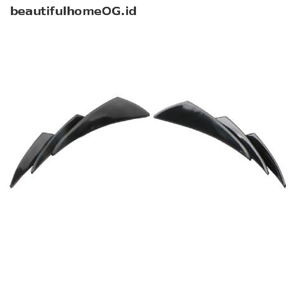 6 Pcs Sirip Spoiler Canards Bumper Depan Mobil Warna Hitam Glossy