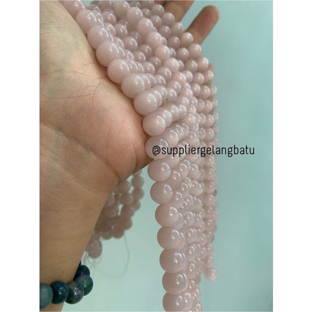 Bahan renceng kalung Gelang PINK CAT EYE 10mm mata kucing natural akik