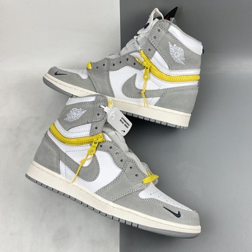 Sepatu Nike Air Jordan 1 High Switch Light Smoke Grey White Abu Putih Premium