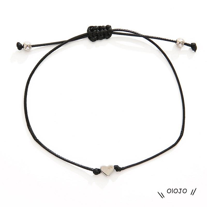 【COD】2pcs Gelang Tangan Pasangan / Pria / Wanita Desain Hati Warna Hitam / Putih