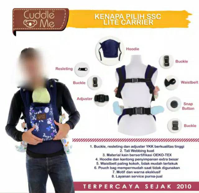 Cuddle ME SSC Gendongan Bayi Lite Carrier Mshape SNI Ergonomis Nyaman