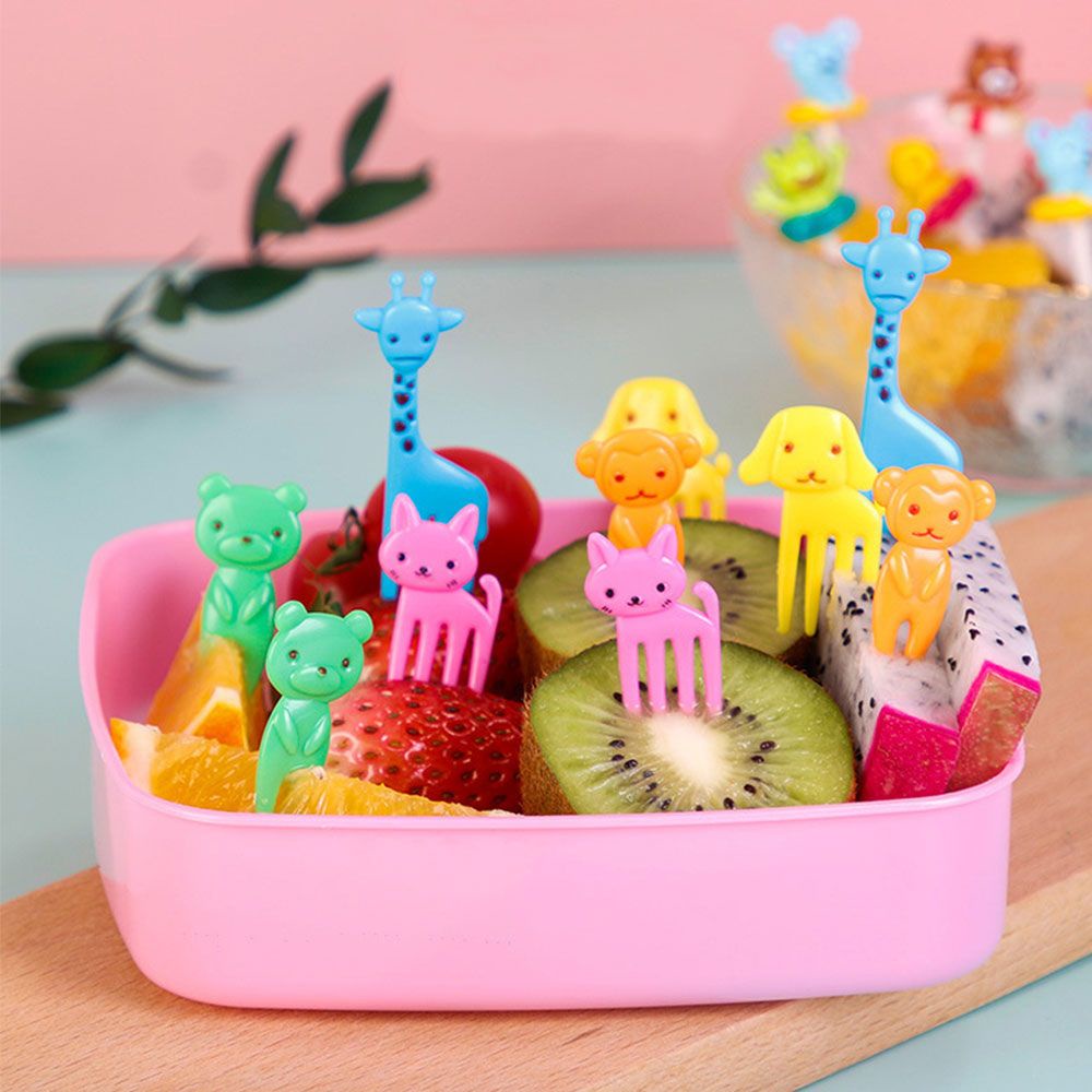 10 / 30pcs Tusuk Gigi Buah / Sayuran / Bento Desain Kartun Hewan Dapat Digunakan Kembali Untuk Anak