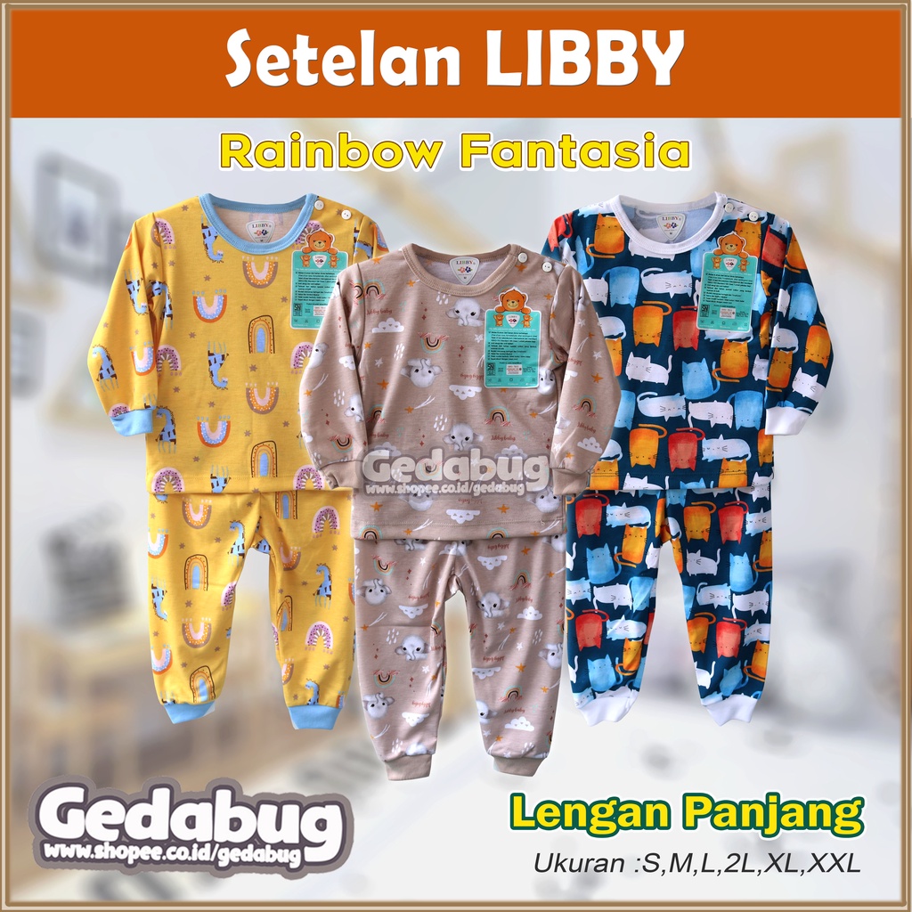 Setelan Piyama Anak Libby PANJANG | Hazy Zoo - RAINBOW Fantasia Motif Terbaru | Kaos Anak Berkualitas
