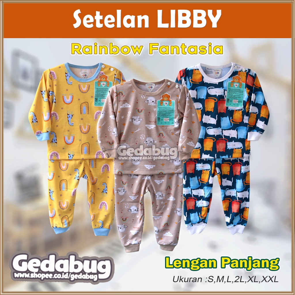 Setelan Piyama Anak Libby PANJANG | Hazy Zoo - RAINBOW Fantasia Motif Terbaru | Kaos Anak Berkualitas