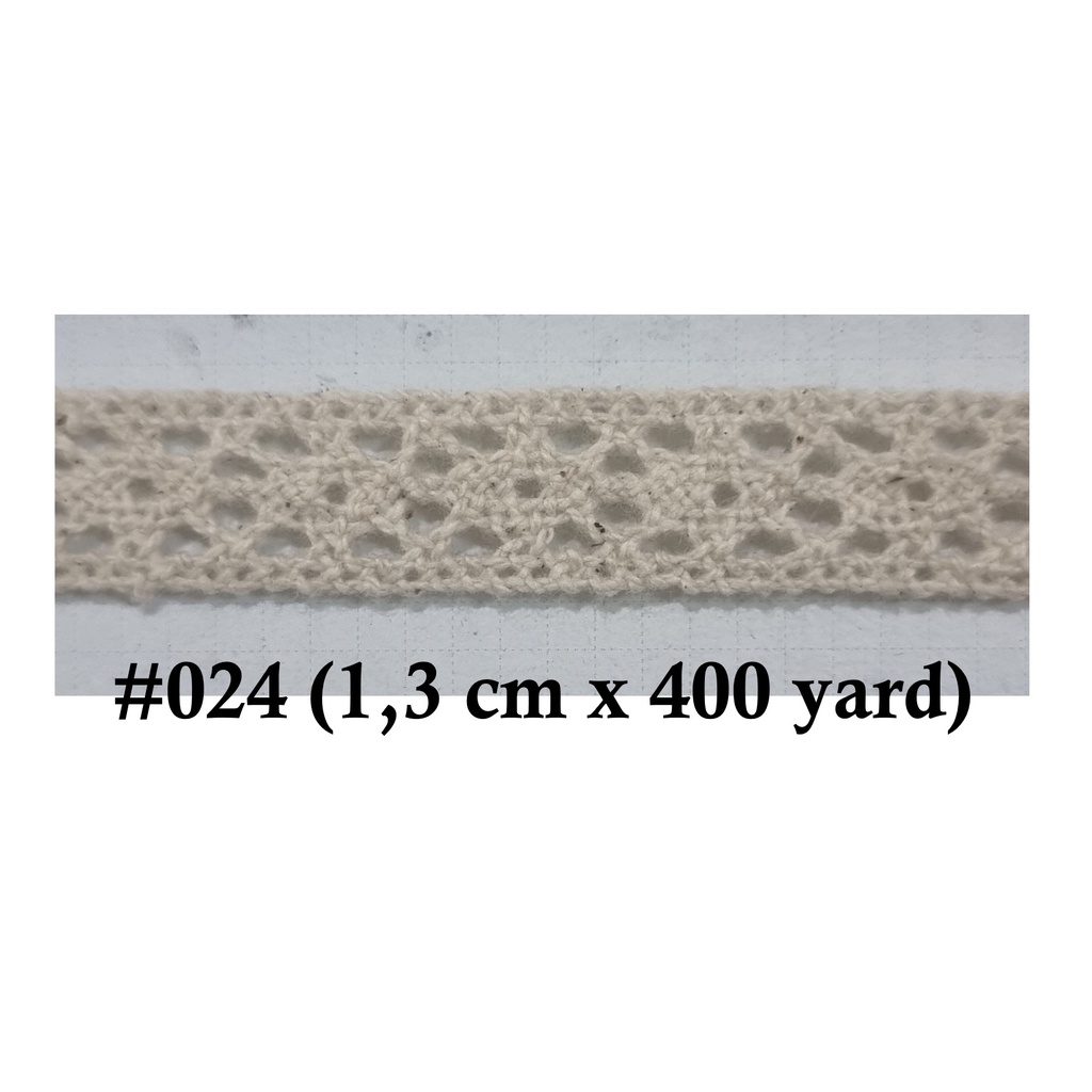 Renda Kait/Renda Rajut 1,3 cm x 400 yard #024 Bahan Craft Jahit