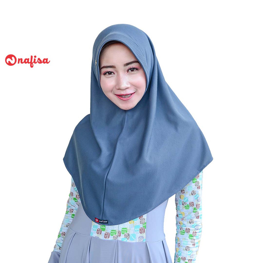 Jilbab PROMO !! JIlbab Instan Bergo Nafisa ASHA | Hijab Jumbo Kaos Instan Khimar Syari Bergo Kerudung Instan Kaos Polos Panjang-ABU TUA