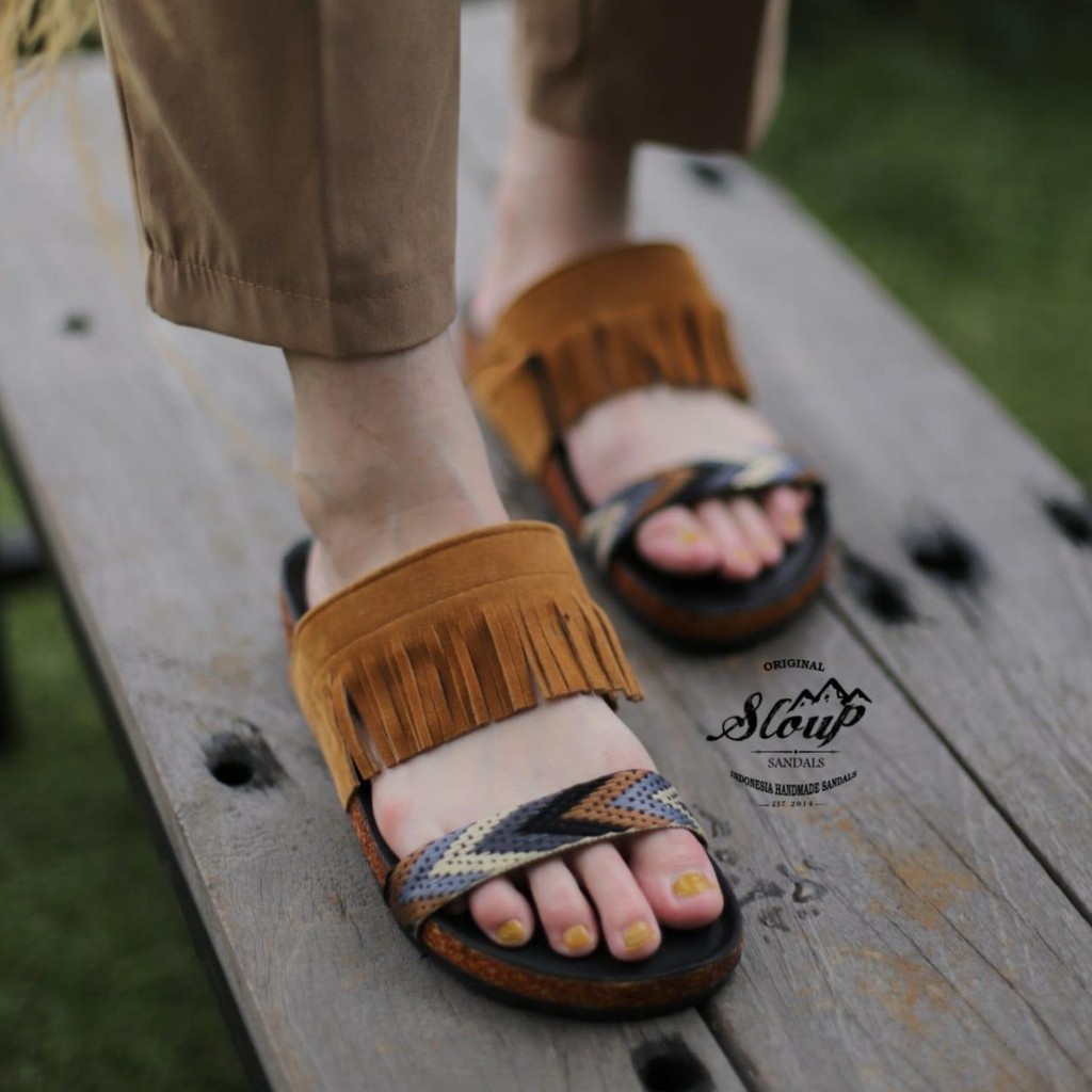 SANDAL INDIAN SUEDE MIX SANDAL WANITA SANDAL TALI