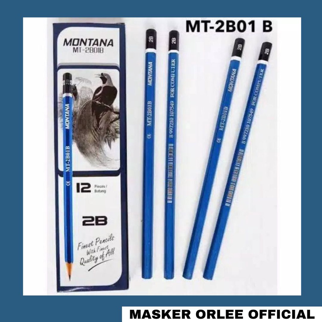 Jual PENSIL 2B Montana Harga 1 LUSIN (12pcs) Biru Dan Hijau, Pensil ...