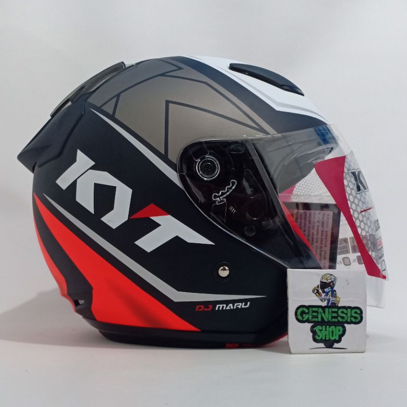 Helm KYT  half face helm KYT DJ MARU motif-#17 black dof orange