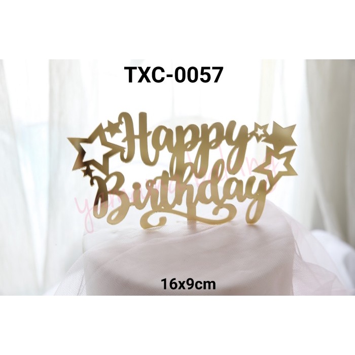 

KUE-PENGHIAS-ALAT- TXC-0057 CAKE TOPPER TULISAN ACRYLIC AKRILIK HAPPY BIRTHDAY BINTANG -ALAT-