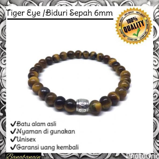 Habisin Stock   Termurah Flash Sale Gelang Batu Alam Tiger Eye Biduri Sepah 6Mm Gelang Batu Akik