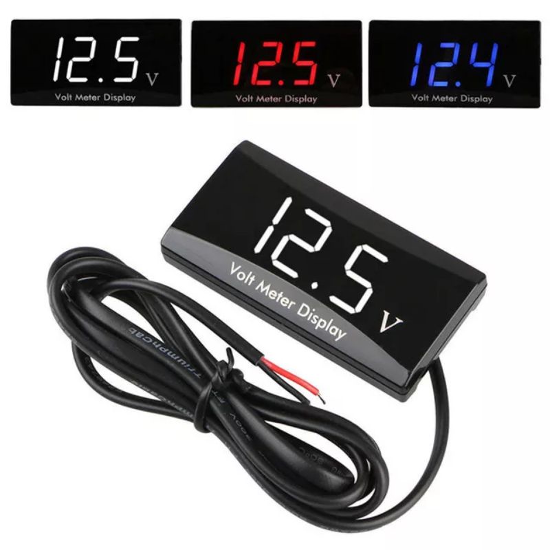 Voltmeter digital aki motor 12 volt waterproof, volt meter aki motor beat, mio, nmax, aerox, pcx, ad