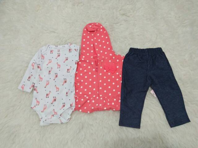 set 3in1 catell love/ baju bayi import/ set jaket bayi/ set jumper bayi