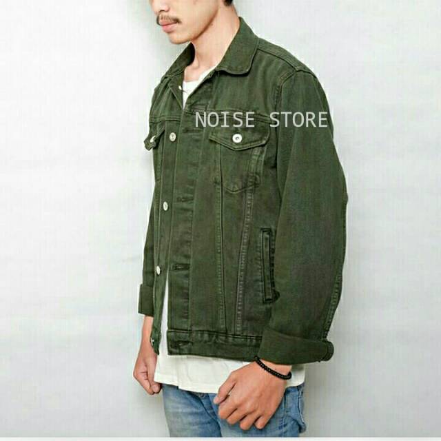 Jaket Jeans Hijau Army Premium Quality