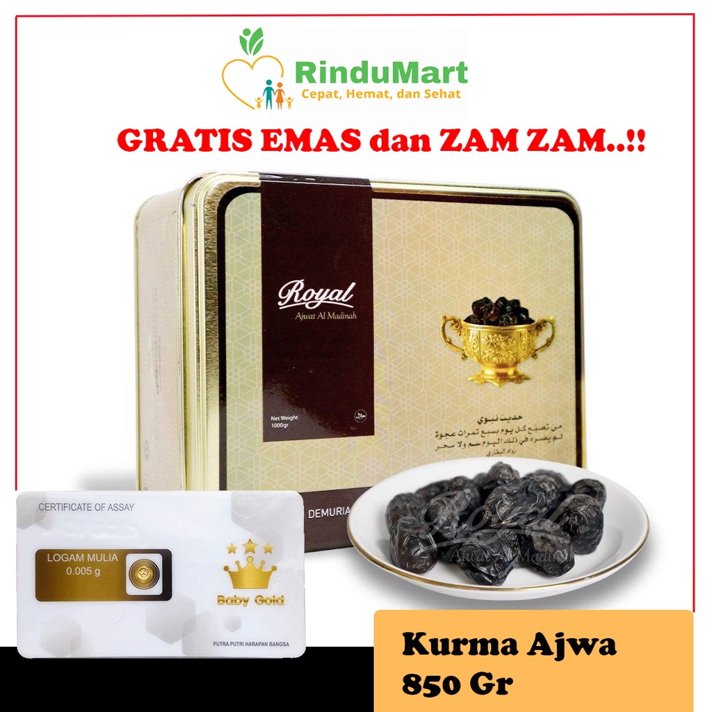 

EKSKLUSIF Kurma Ajwa Gratis Emas Royal Al-Madinah 1 Kg Premium Bergaransi Asli Kurma Nabi Asli Original Madinah RinduMart