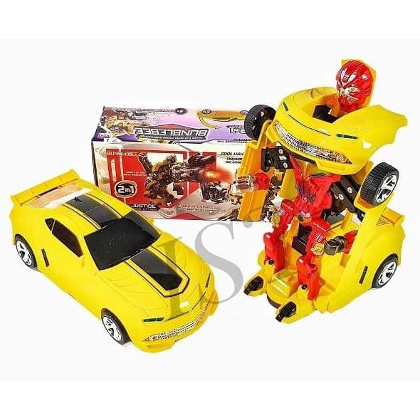 Baru Mainan Anak Mobil Baterai Transformer Bumblebee 2 In 1 Besar