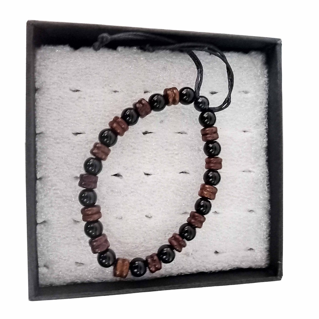 1 Gross (144 Pcs) Gelang Tangan Batu Seri Coklat Hitam Pria dan Wanita