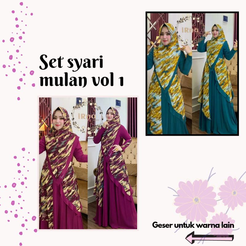 Gamis wanita terbaru/ Gamis motif leopard/ Set syari mulan vol 1 By irna gallery (SIAP KIRIM)