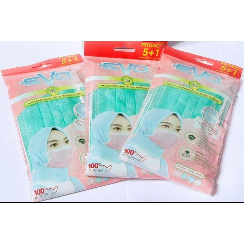 Masker Kesehatan EVO Hijab Per Box 60 pcs - Pink