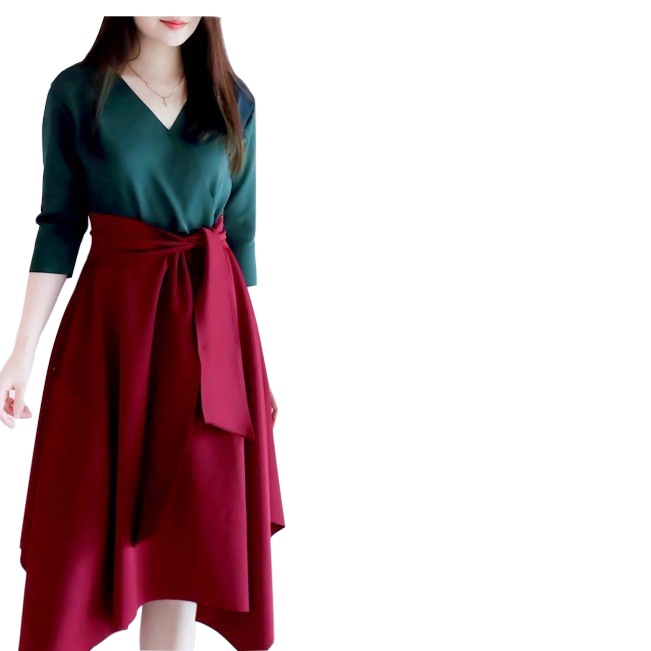 Dress wanita dress pesta scuba midi