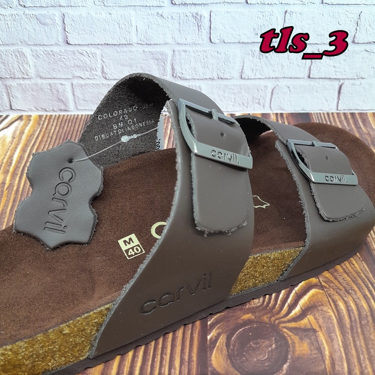 Sandal Kulit Asli Carvil Colorado 02 Ori 39-43 Sandal Slop Pria Casual