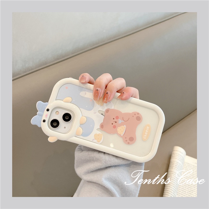 Oppo A78 A17 A17K A57 A77A76 A96 A16 A16s A15 A15s A16k A16e A74 A54 A95 A94 A93 A5 A9 A31 2020 Reno 7Z 6Z 5Z 6 5 A3s A12e A5s A12 Cute Creamy Bear Casing Pelindung Lembut