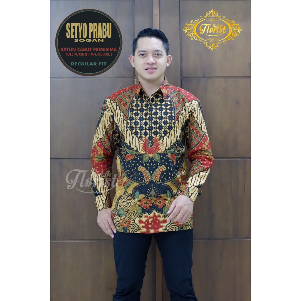 Batik Solo SETYO PRABU SOGAN Kemeja Pria Katun Cabut Sragenan Full Furing