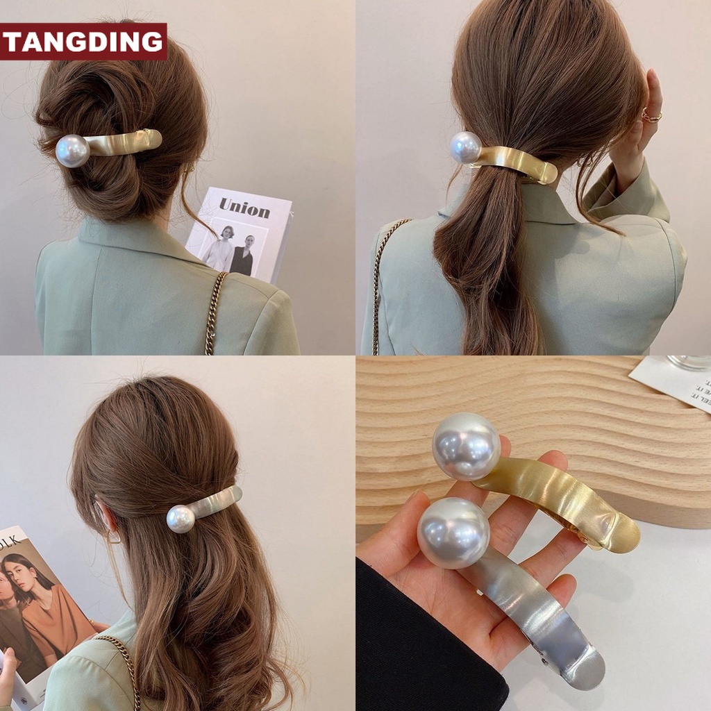 【COD Tangding】Jepit Rambut Bentuk Bebek Aksen Mutiara Bahan Metal Gaya Perancis